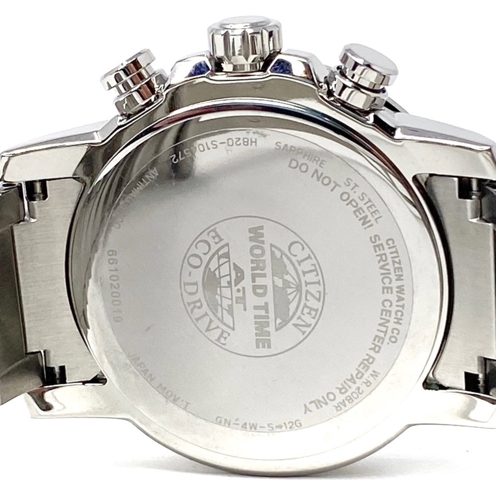 Citizen Eco-Drive World Time A-T Bracelet Watch Solar Silver-Toned w/ Blue Face - Picture 5 of 13